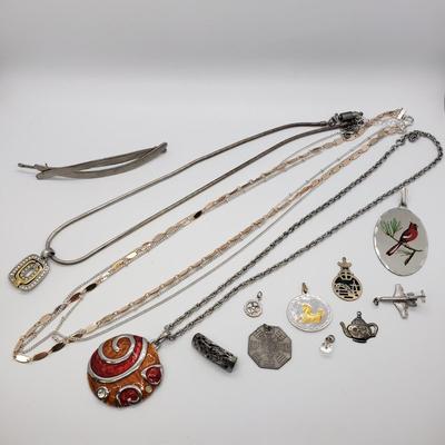 LOT 63: Collection of Pendants and Necklaces with Silver Tone Hair Barrette