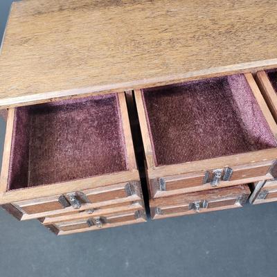 LOT 64: Vintage Wooden 7 Drawer Velvet Lined Jewelry Box by Mele