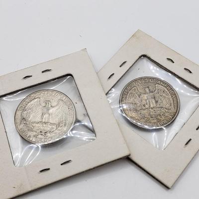 LOT 79: U.S. Coins-90%Silver; Two 1964 Kennedy Half Dollars & Silver Quarters 1932(4) & 1964