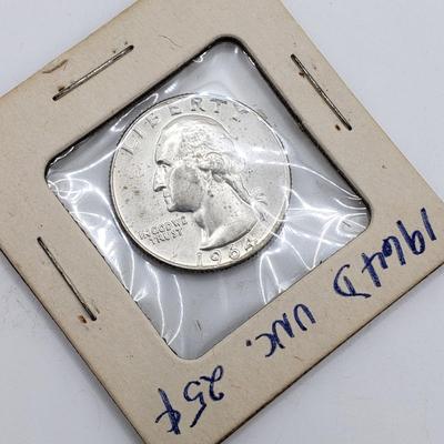 LOT 79: U.S. Coins-90%Silver; Two 1964 Kennedy Half Dollars & Silver Quarters 1932(4) & 1964