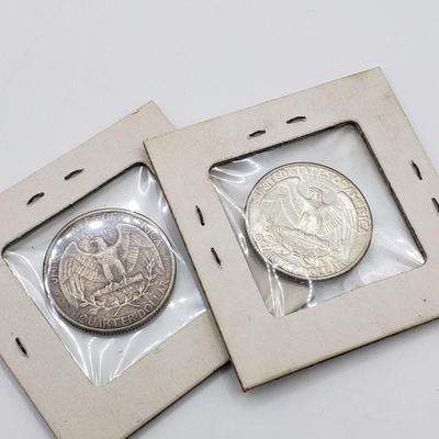 LOT 79: U.S. Coins-90%Silver; Two 1964 Kennedy Half Dollars & Silver Quarters 1932(4) & 1964