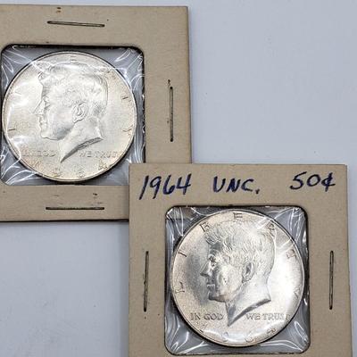 LOT 79: U.S. Coins-90%Silver; Two 1964 Kennedy Half Dollars & Silver Quarters 1932(4) & 1964