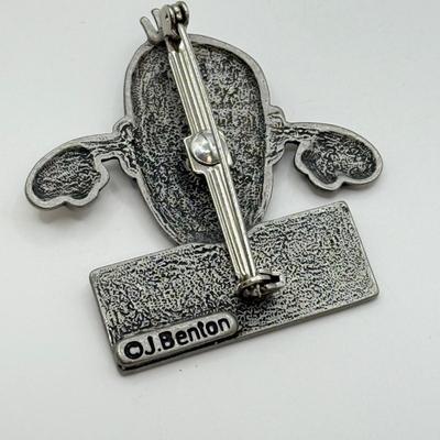 LOT 82: Clay Floral Pin & Pendant, Sarah Coventry Apple Pin, JJ Sailboat Brooch & More