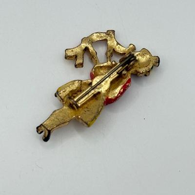 LOT 82: Clay Floral Pin & Pendant, Sarah Coventry Apple Pin, JJ Sailboat Brooch & More
