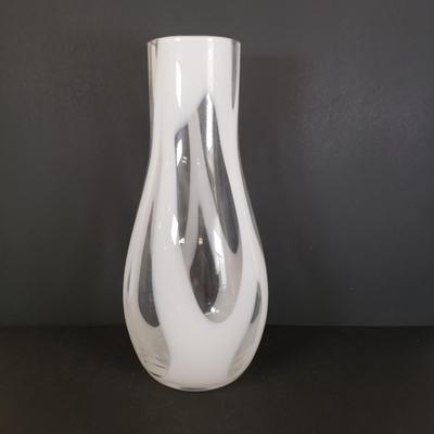 LOT 94: Vintage Handmade in Poland Watra Alicja Art Glass Vase 15.5", Crackle glass & Mosaic Console Bowl Made in Denmark