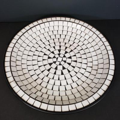 LOT 94: Vintage Handmade in Poland Watra Alicja Art Glass Vase 15.5", Crackle glass & Mosaic Console Bowl Made in Denmark