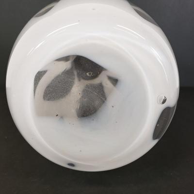 LOT 94: Vintage Handmade in Poland Watra Alicja Art Glass Vase 15.5", Crackle glass & Mosaic Console Bowl Made in Denmark