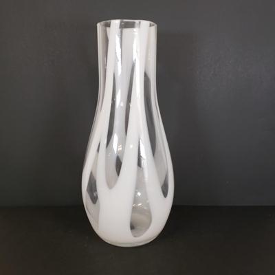 LOT 94: Vintage Handmade in Poland Watra Alicja Art Glass Vase 15.5", Crackle glass & Mosaic Console Bowl Made in Denmark