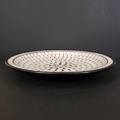 LOT 94: Vintage Handmade in Poland Watra Alicja Art Glass Vase 15.5", Crackle glass & Mosaic Console Bowl Made in Denmark