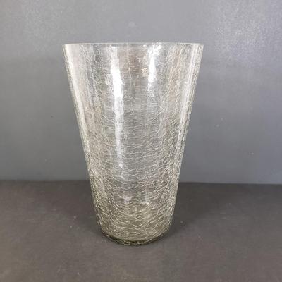 LOT 94: Vintage Handmade in Poland Watra Alicja Art Glass Vase 15.5", Crackle glass & Mosaic Console Bowl Made in Denmark