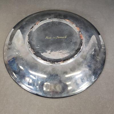 LOT 94: Vintage Handmade in Poland Watra Alicja Art Glass Vase 15.5", Crackle glass & Mosaic Console Bowl Made in Denmark