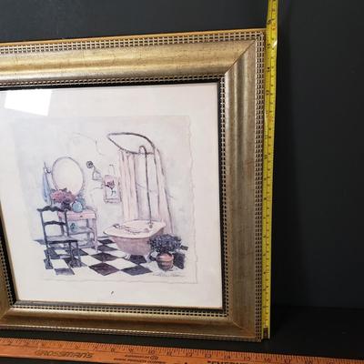 LOT 97: Pair of Framed Powder Room Art Pieces Signed C. Winterle Olson