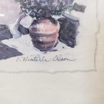 LOT 97: Pair of Framed Powder Room Art Pieces Signed C. Winterle Olson