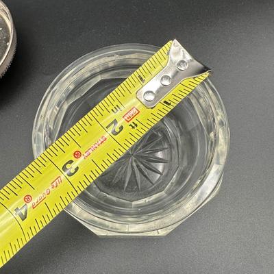 Sterling Silver & Cut Glass Vanity Jar with Sterling Rim Glass Coaster