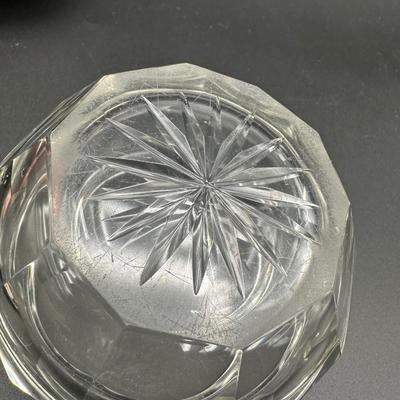 Sterling Silver & Cut Glass Vanity Jar with Sterling Rim Glass Coaster