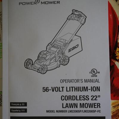 EGO BRAND ELECTRIC SELECT LAWN MOWER 56VOLT W/ BATTERY /CHARGER
