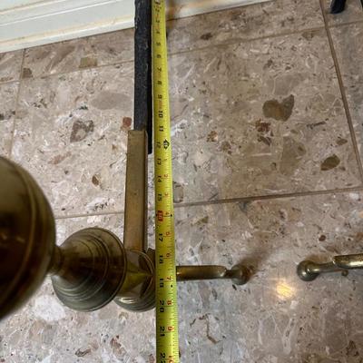 Pair of Brass & Iron Fireplace Andirons