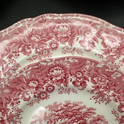 Alfred Meakin Staffordshire “The Courtship” Red Transferware Dinnerware & Serving
