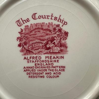 Alfred Meakin Staffordshire “The Courtship” Red Transferware Dinnerware & Serving