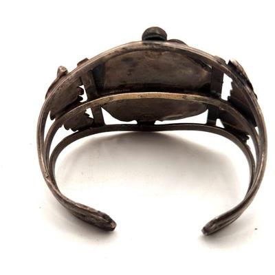 Lot #244 Sterling Silver Southwest Style Cuff Bracelet - Natural Turquoise