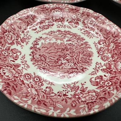 Alfred Meakin Staffordshire “The Courtship” Red Transferware Tea Service