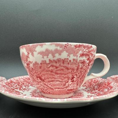 Alfred Meakin Staffordshire “The Courtship” Red Transferware Tea Service