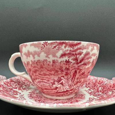 Alfred Meakin Staffordshire “The Courtship” Red Transferware Tea Service