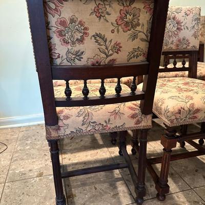Set of 8 Carved Wood Dining Chairs