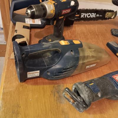 RYOBI CORDLESS TOOL SET WITH BAG ON WHEELS (NO BATTERIES OR CHARGER)