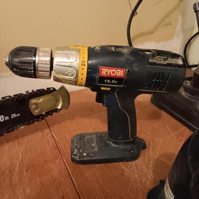 RYOBI CORDLESS TOOL SET WITH BAG ON WHEELS (NO BATTERIES OR CHARGER)
