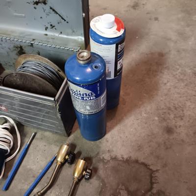 METAL TOOL BOX, SOLDERING, WIRE AND TOOLS
