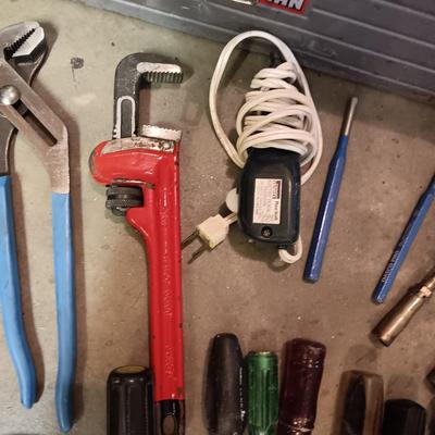 METAL TOOL BOX, SOLDERING, WIRE AND TOOLS