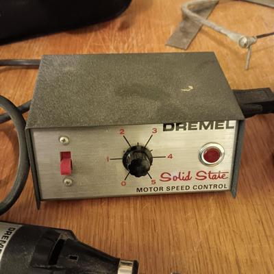 DREMEL WITH ACCESSORIES & CLAMPS