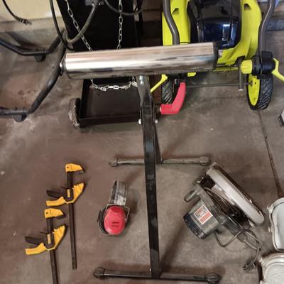 TABLE SAW ROLLER, CLAMPS, CIRCULAR SAW, KNEE PADS AND MORE