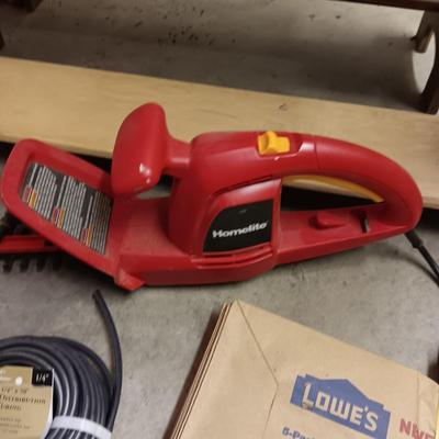 ELECTRIC AND MANUAL HEDGE TRIMMERS, WEED SPRAYER, PLASTIC HOSE AND MORE
