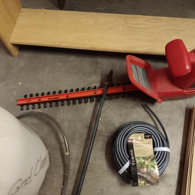 ELECTRIC AND MANUAL HEDGE TRIMMERS, WEED SPRAYER, PLASTIC HOSE AND MORE
