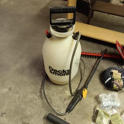 ELECTRIC AND MANUAL HEDGE TRIMMERS, WEED SPRAYER, PLASTIC HOSE AND MORE
