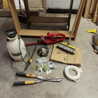 ELECTRIC AND MANUAL HEDGE TRIMMERS, WEED SPRAYER, PLASTIC HOSE AND MORE
