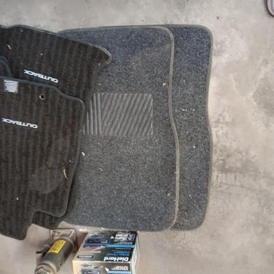 NEW AND LIKE NEW AUTO FLOOR MATS, BATTERY CHARGER MAINTAINER, BOTTLE JACK AND A COMPRESSOR