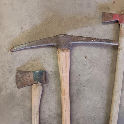 PICK AXE, TRENCH TOOL AND AXE
