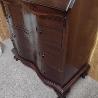 Vintage Mahogany Chippendale Style Drop Front Secretary