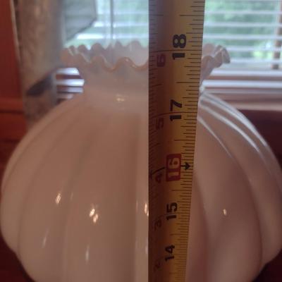 Vintage Brass Base Table Lamp with Milk Glass Shade