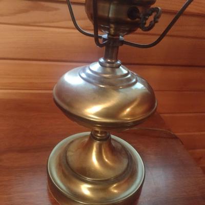 Vintage Brass Base Table Lamp with Milk Glass Shade