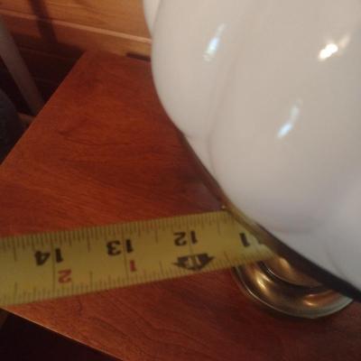 Vintage Brass Base Table Lamp with Milk Glass Shade
