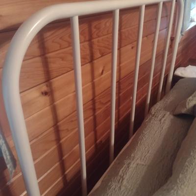 Antique Farmhouse Cast Wrought Tube Metal Full Sized Bed with Mattress Set