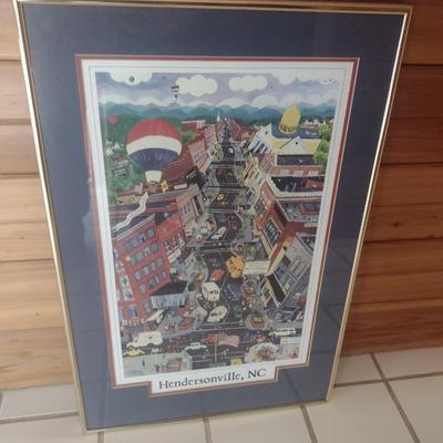 Framed Art Print Limited Edition Hendersonville, NC Downtown 1986 by Judith Cheney
