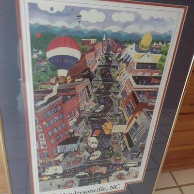 Framed Art Print Limited Edition Hendersonville, NC Downtown 1986 by Judith Cheney
