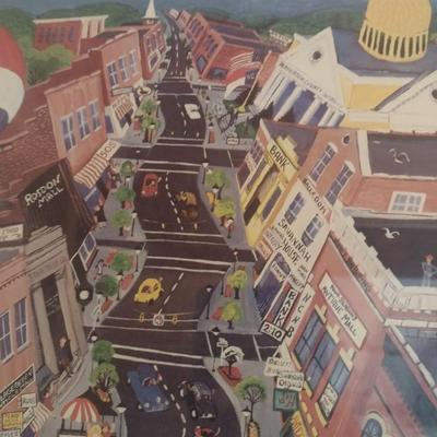 Framed Art Print Limited Edition Hendersonville, NC Downtown 1986 by Judith Cheney