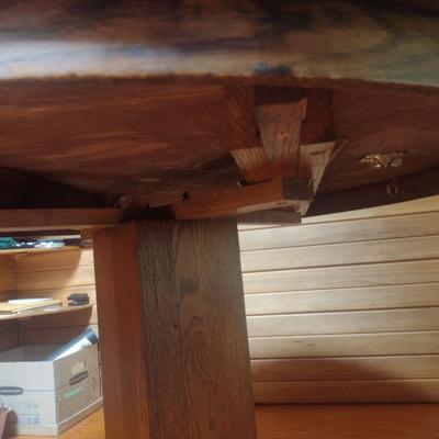 Antique Solid Oak Pedestal Dining Table