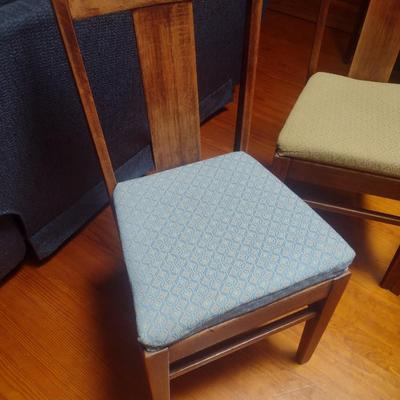 Set of Four Antique Oak Dining Chairs with Upholstered Seat
